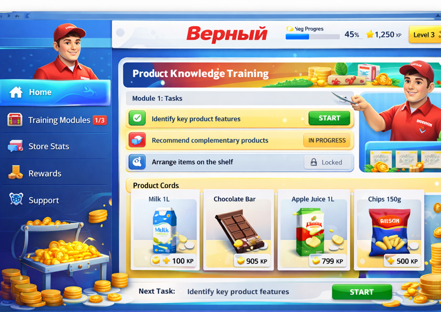 Обучающая игра для сети ритейла